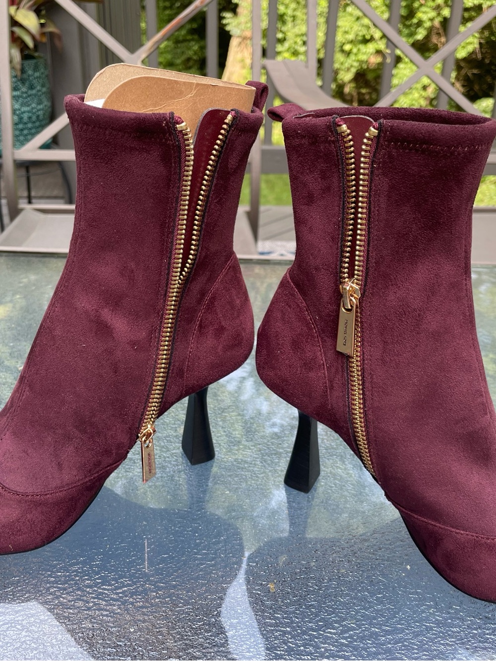 Michael Kors Wine Suede Zip Ankle Boots